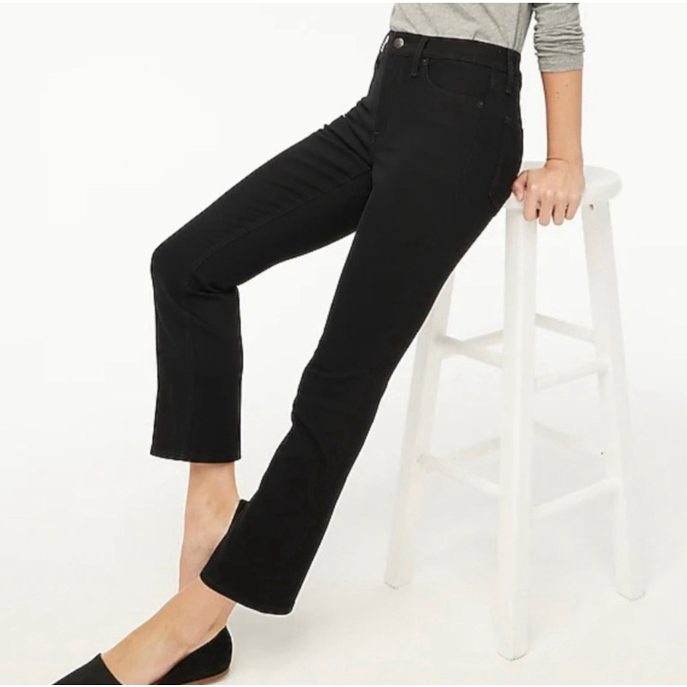 J.CREW NWT Mid-Rise Kick Flare Crop 27 Black Denim Jeans Zip Fly Casual